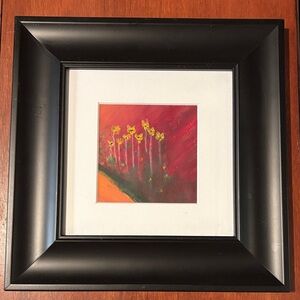 Abstract Floral Matted Black Framed Artwork 12”x12”